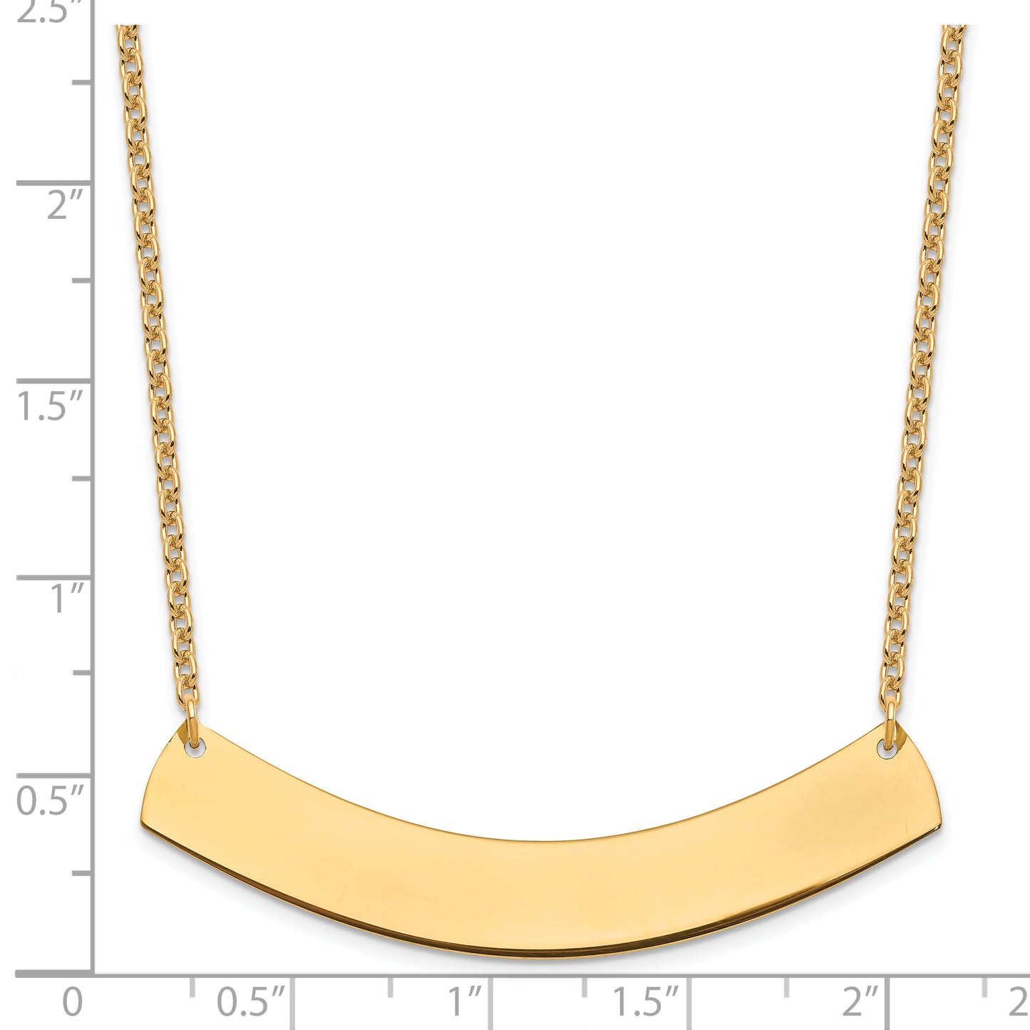 Sterling Silver Gold Plated Large Polished Curved Blank Bar Necklace