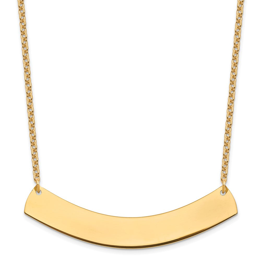 Sterling Silver Gold Plated Large Polished Curved Blank Bar Necklace