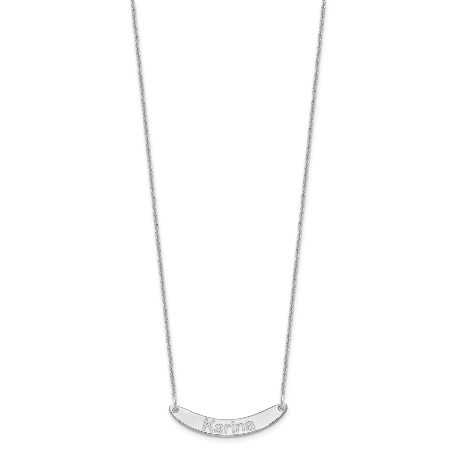 10K White Gold Small Polished Curved Arial Rounded Bar Necklace