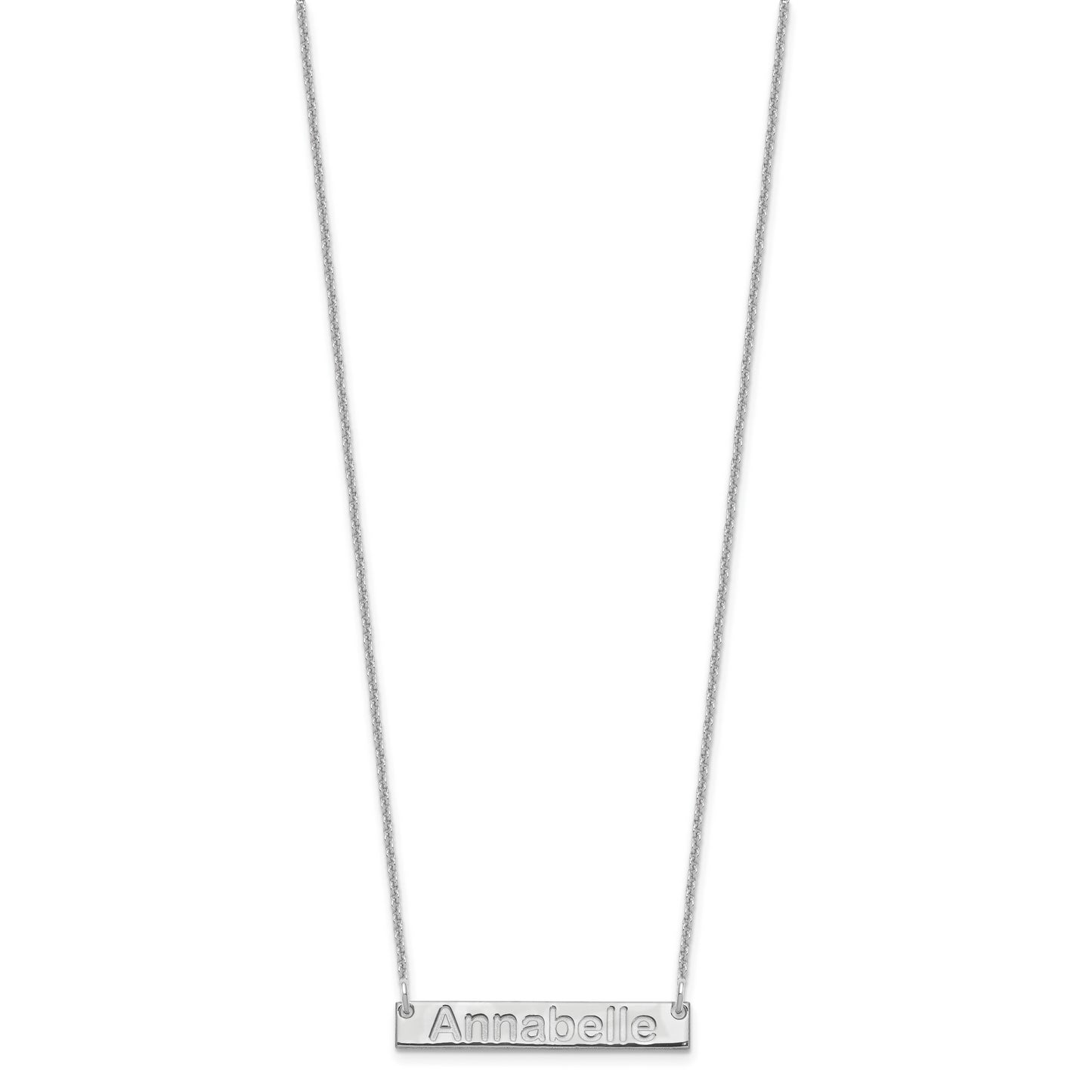 10K White Gold Small Polished Arial Rounded Bar Necklace