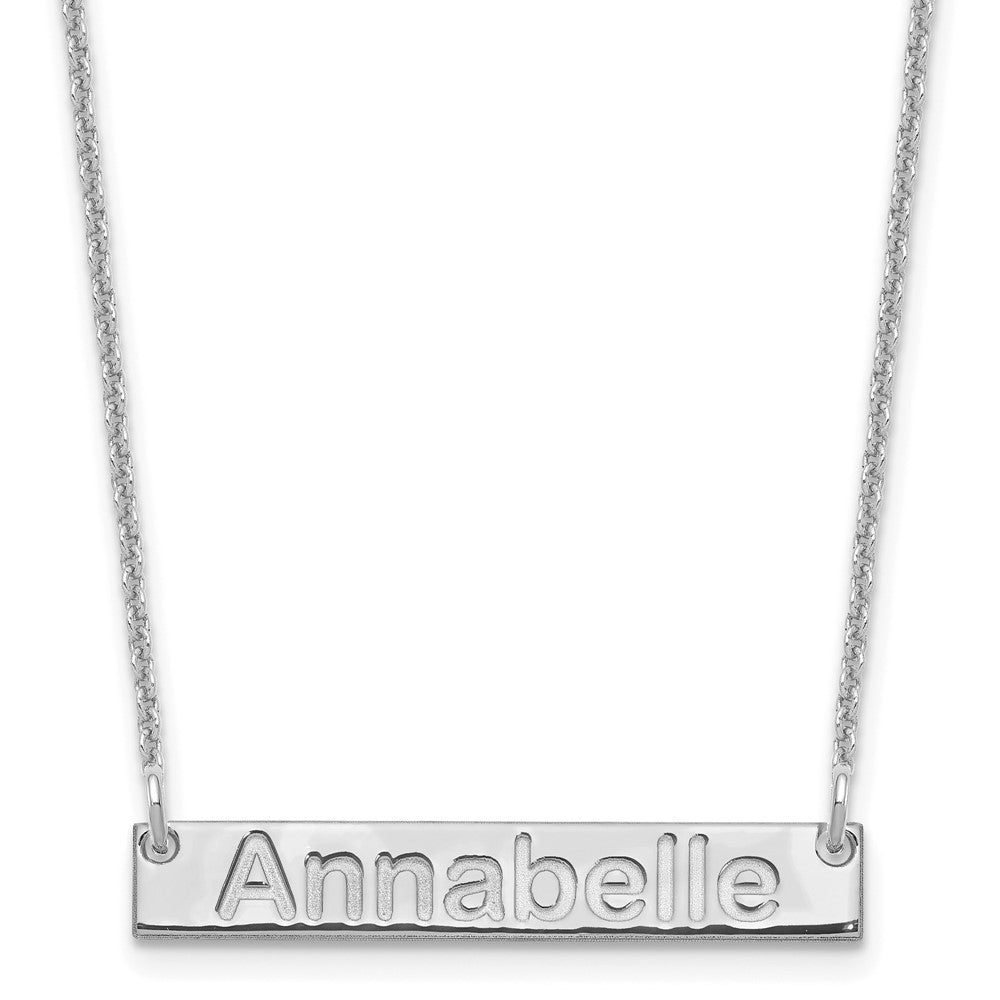 10K White Gold Small Polished Arial Rounded Bar Necklace