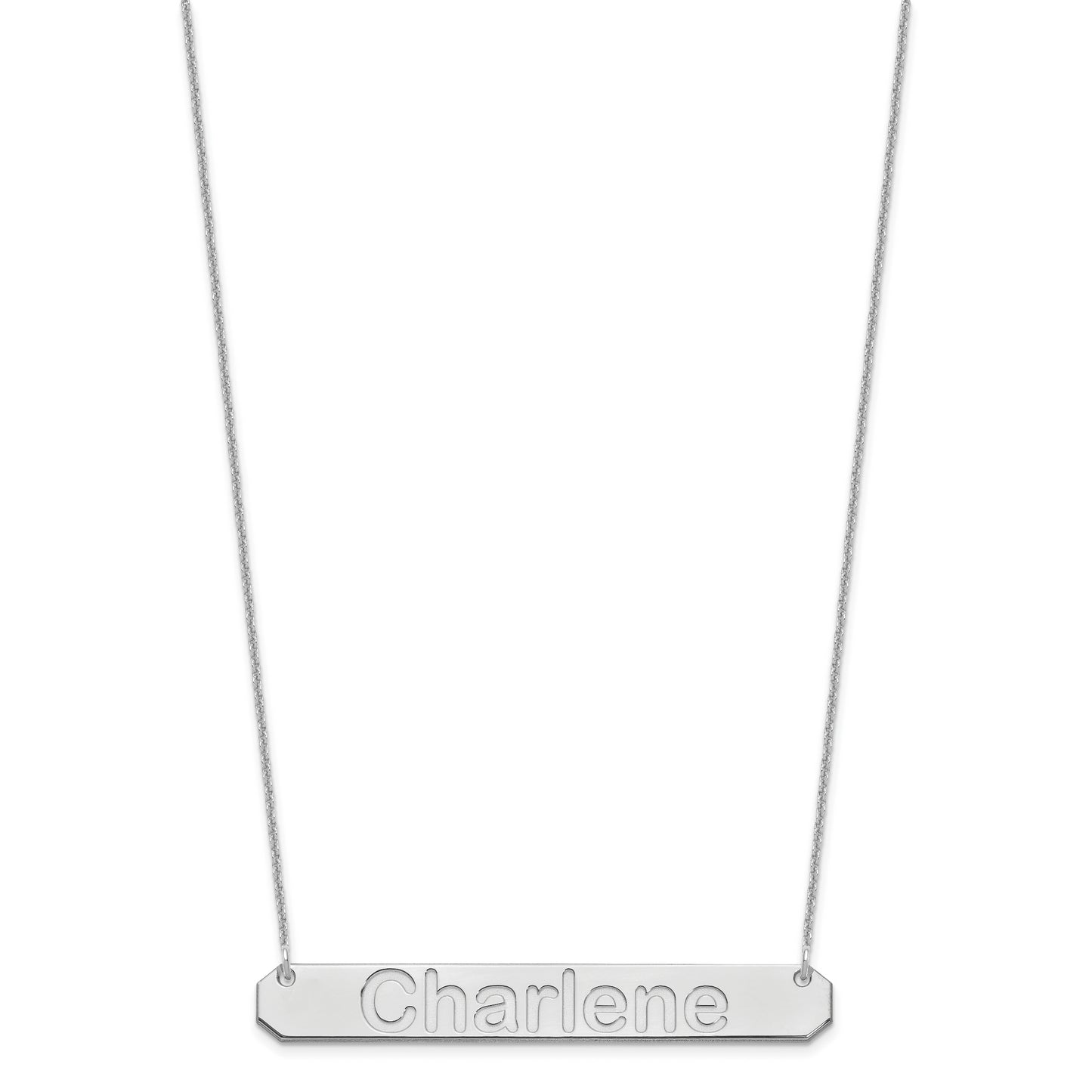 10K White Gold Large Polished Arial Rounded Bar Necklace