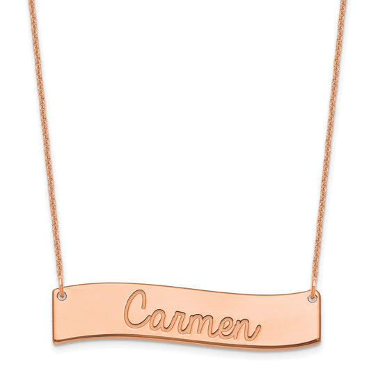 14K Rose Gold Medium Polished Curved Bar Necklace