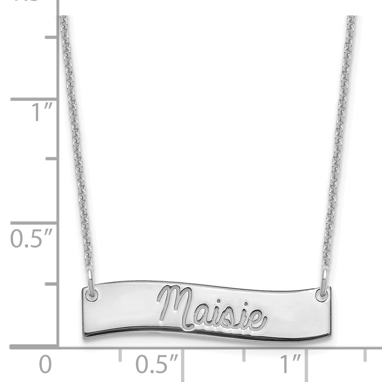 10K White Gold Small Polished Curved Bar Necklace