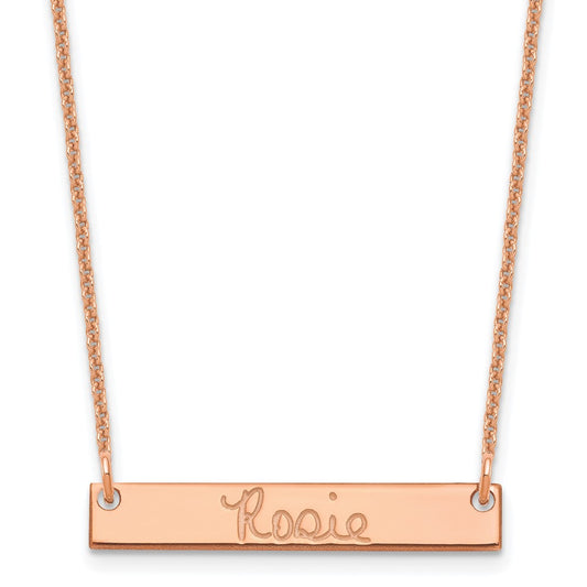 14K Rose Gold Small Polished Signature Bar Necklace