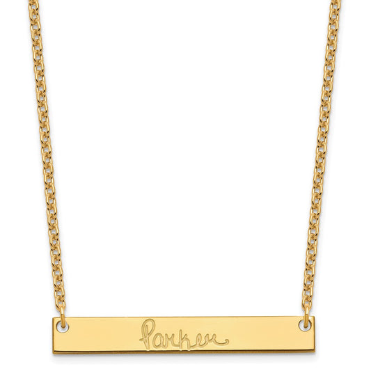 Sterling Silver Gold plated Medium Polished Signature Bar Necklace