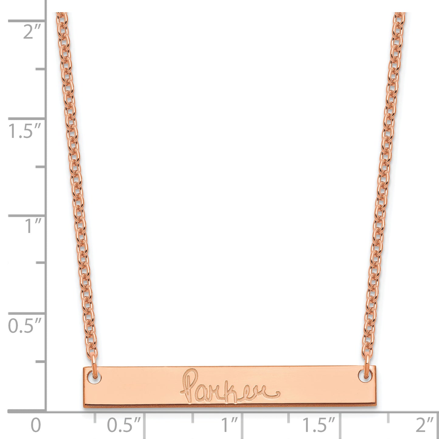 Sterling Silver Rose Gold plated Medium Polished Signature Bar Necklace