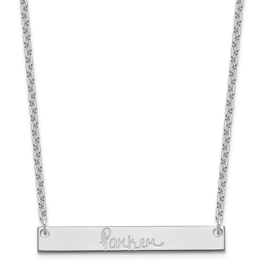 Sterling Silver Rhodium plated Medium Polished Signature Bar Necklace