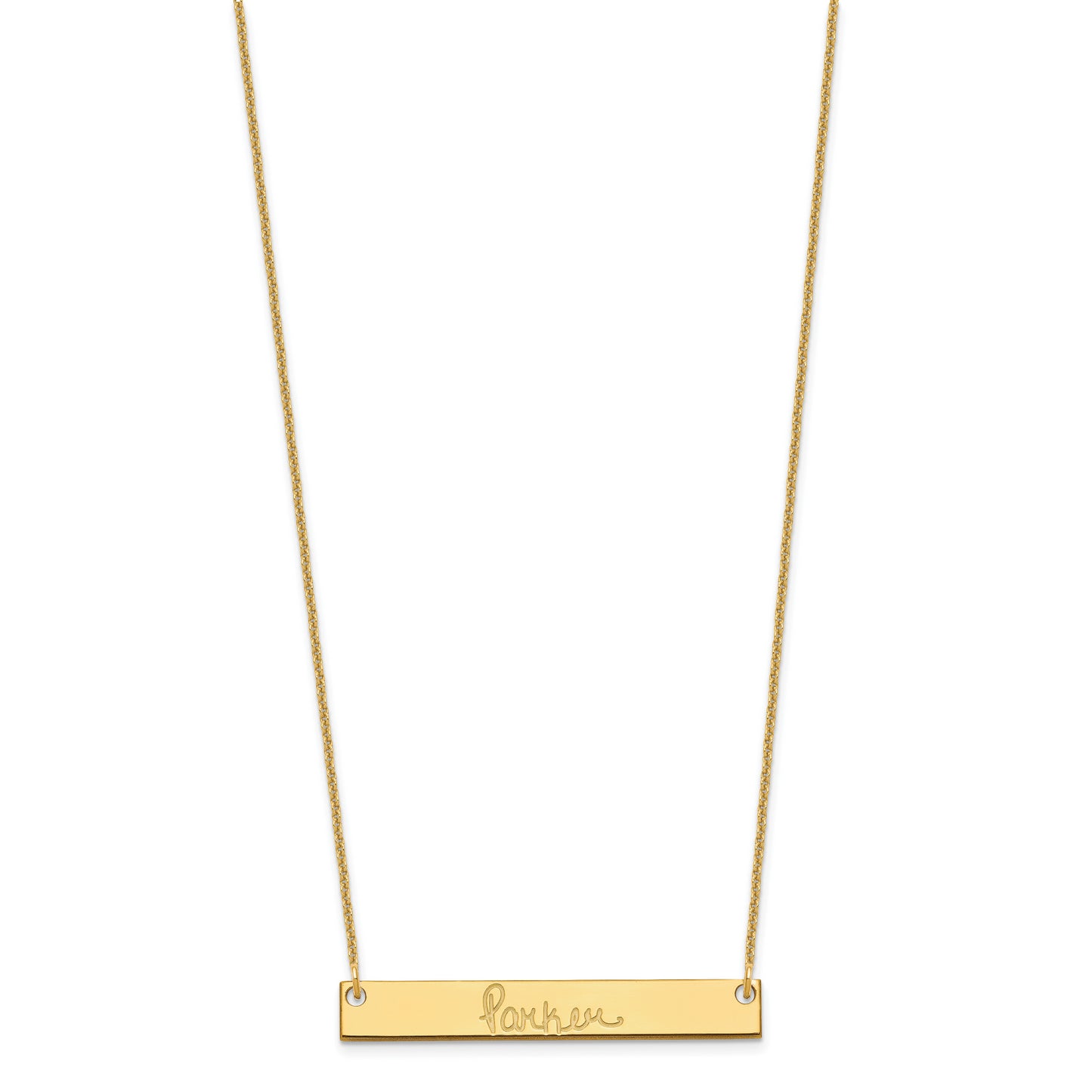 14K Yellow Gold Medium Polished Signature Bar Necklace