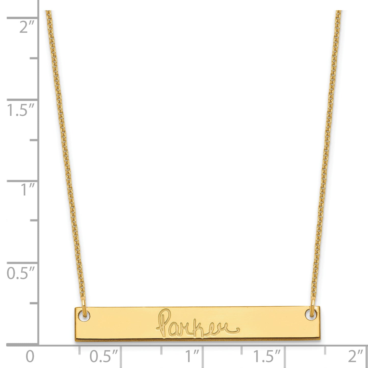 14K Yellow Gold Medium Polished Signature Bar Necklace