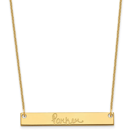 14K Yellow Gold Medium Polished Signature Bar Necklace