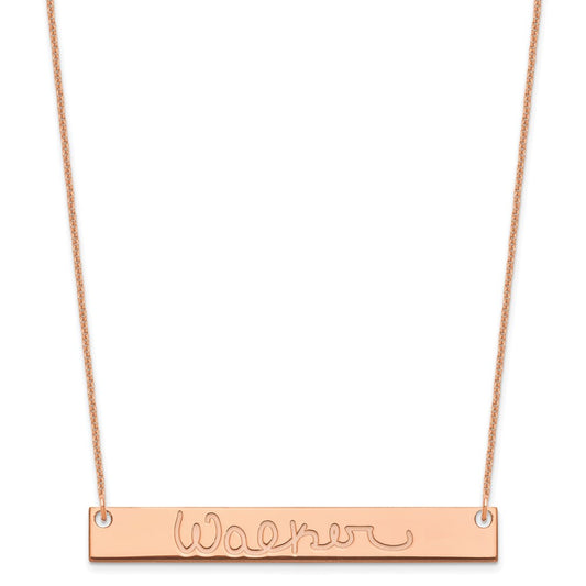 14K Rose Gold Large Polished Signature Bar Necklace