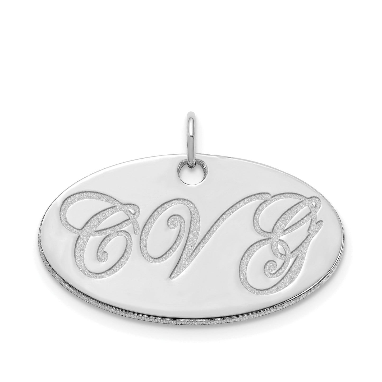 10k White Gold Polished Oval Name Plate