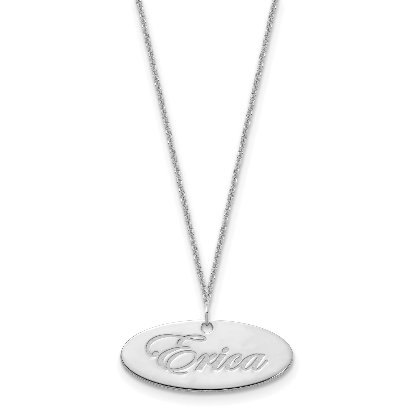 10k White Gold Polished Oval Name Plate