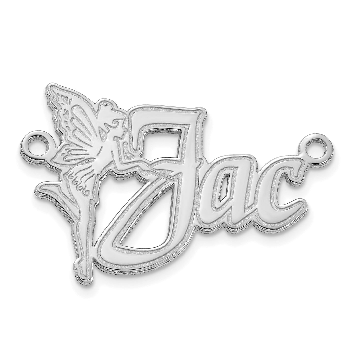 10k Polished White Gold Fairy Name Plate