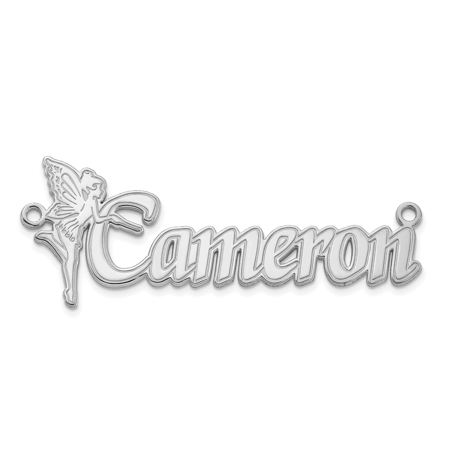 10k Polished White Gold Fairy Name Plate