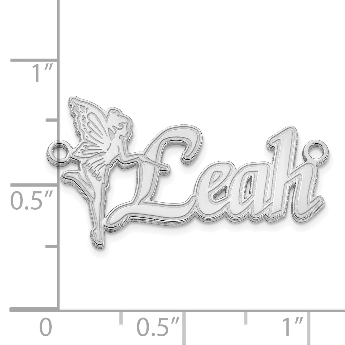 10k Polished White Gold Fairy Name Plate