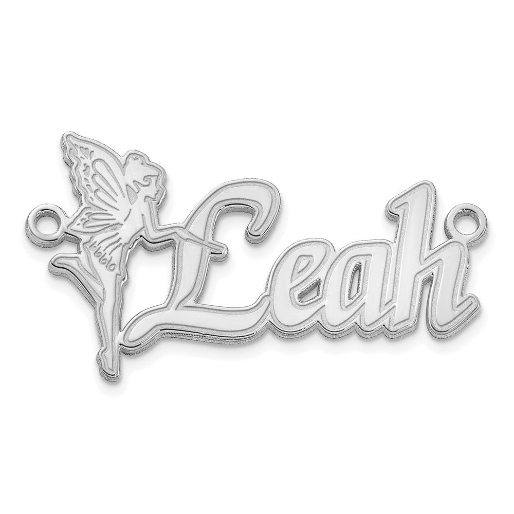 10k Polished White Gold Fairy Name Plate