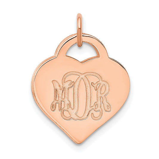 Sterling Silver Rose Gold plated Polished Monogram Heart Charm