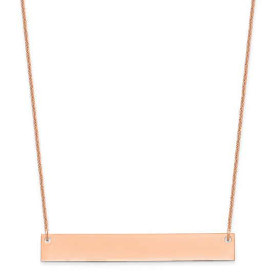 14K Rose Gold Large Polished Blank Bar Necklace