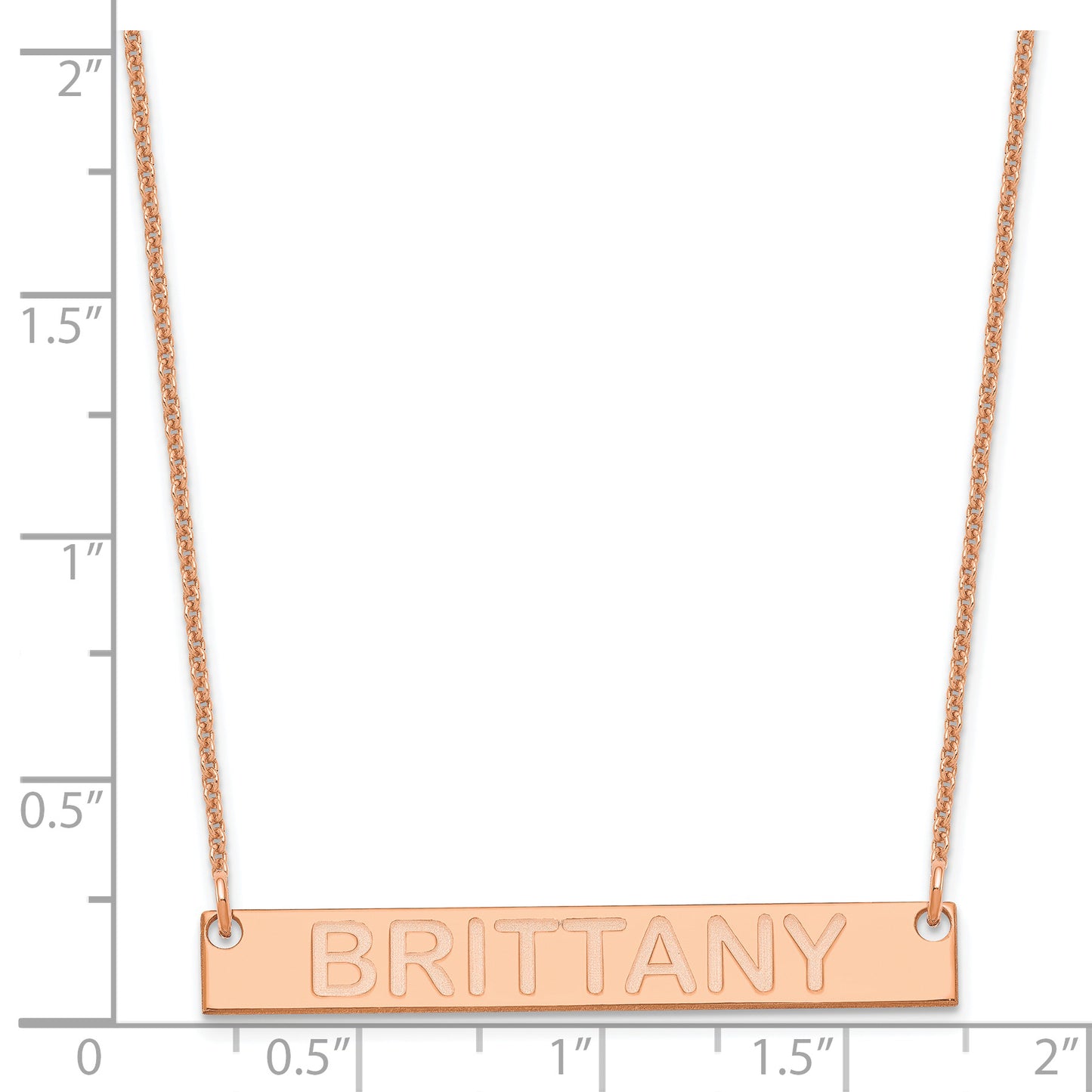 14K Rose Gold Medium Polished Capitalized Arial Rounded Bar Necklace