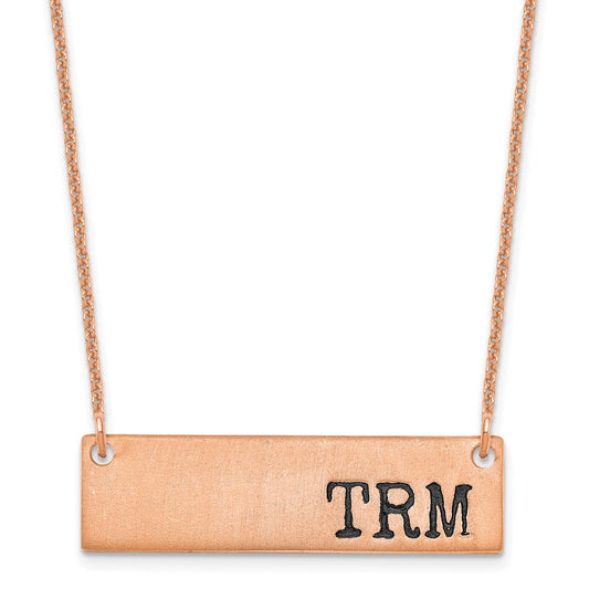 14K Rose Gold Brushed Enameled Initial Monogram Bar Necklace