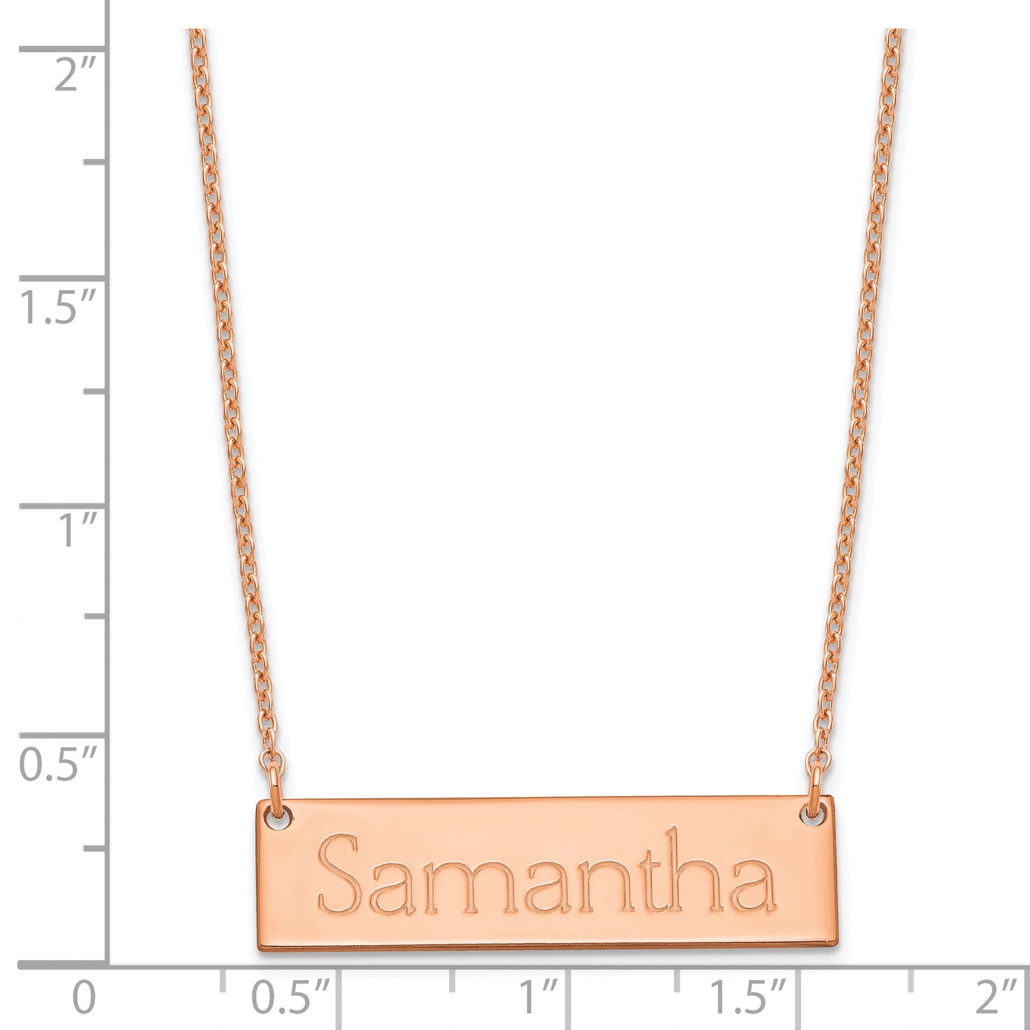 Sterling Silver Rose Gold plated Small Polished Name Bar Necklace