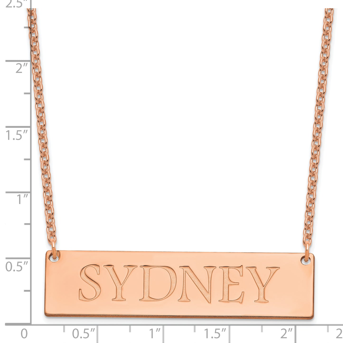 Sterling Silver Rose Gold plated Large Polished Name Bar Necklace