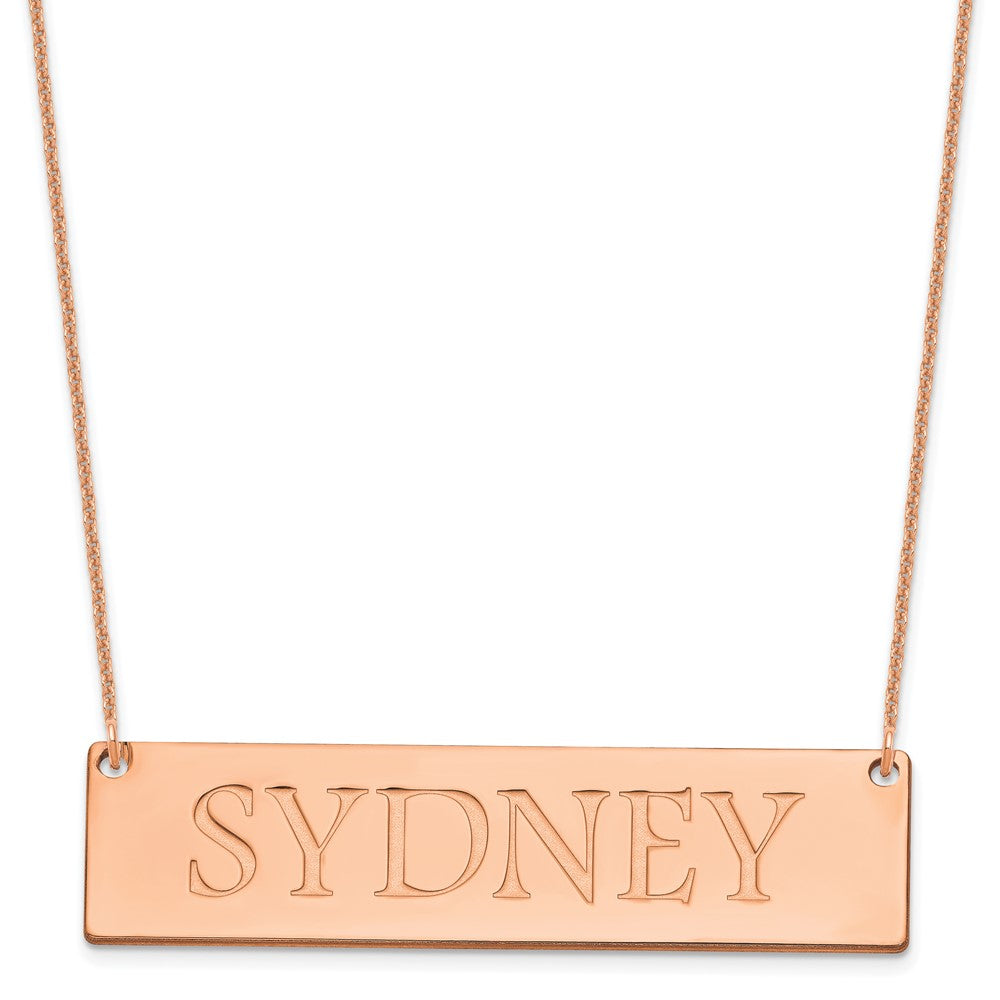 14K Rose Gold Large Polished Name Bar Necklace