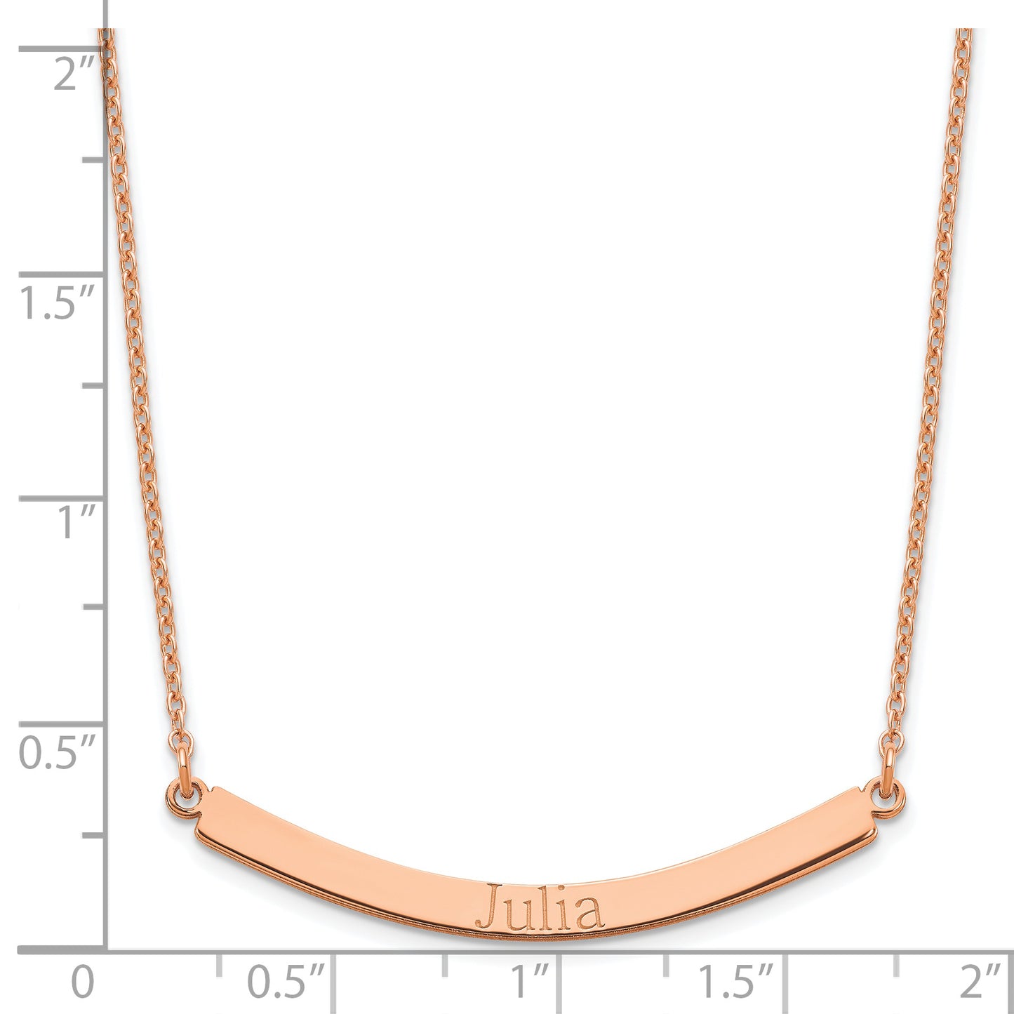 Sterling Silver Rose Gold plated Recessed Letter Curved Bar Necklace