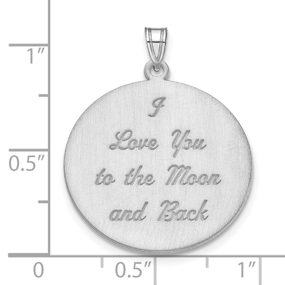 10K White Gold Brushed I LOVE YOU TO THE MOON AND BACK Pendant