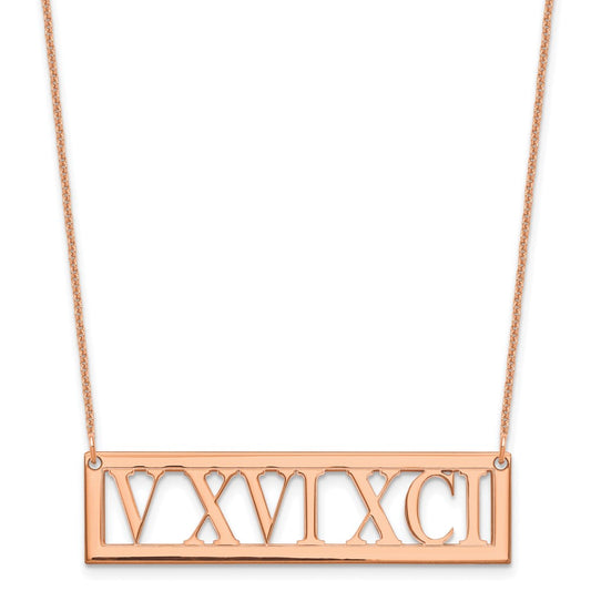 14K Rose Gold Roman Numeral Bar Necklace