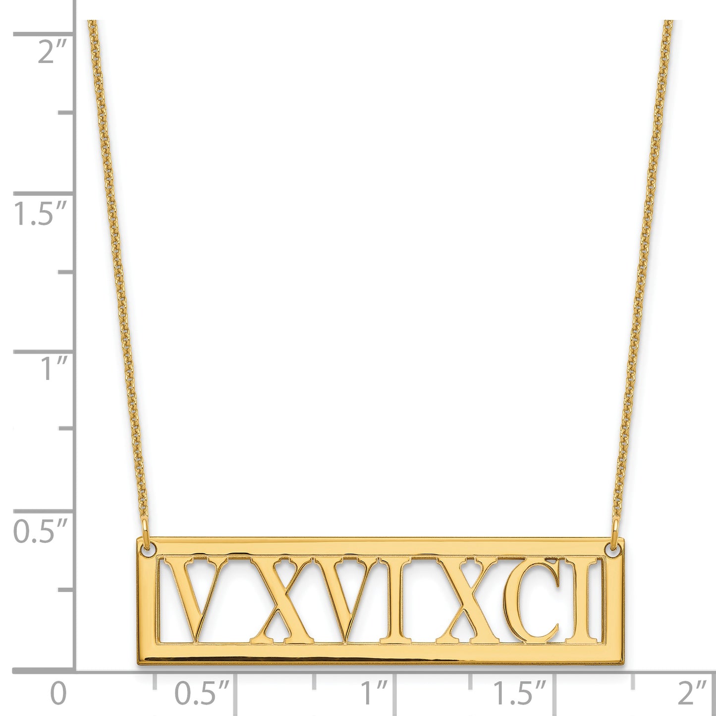 14K Yellow Gold Roman Numeral Bar Necklace