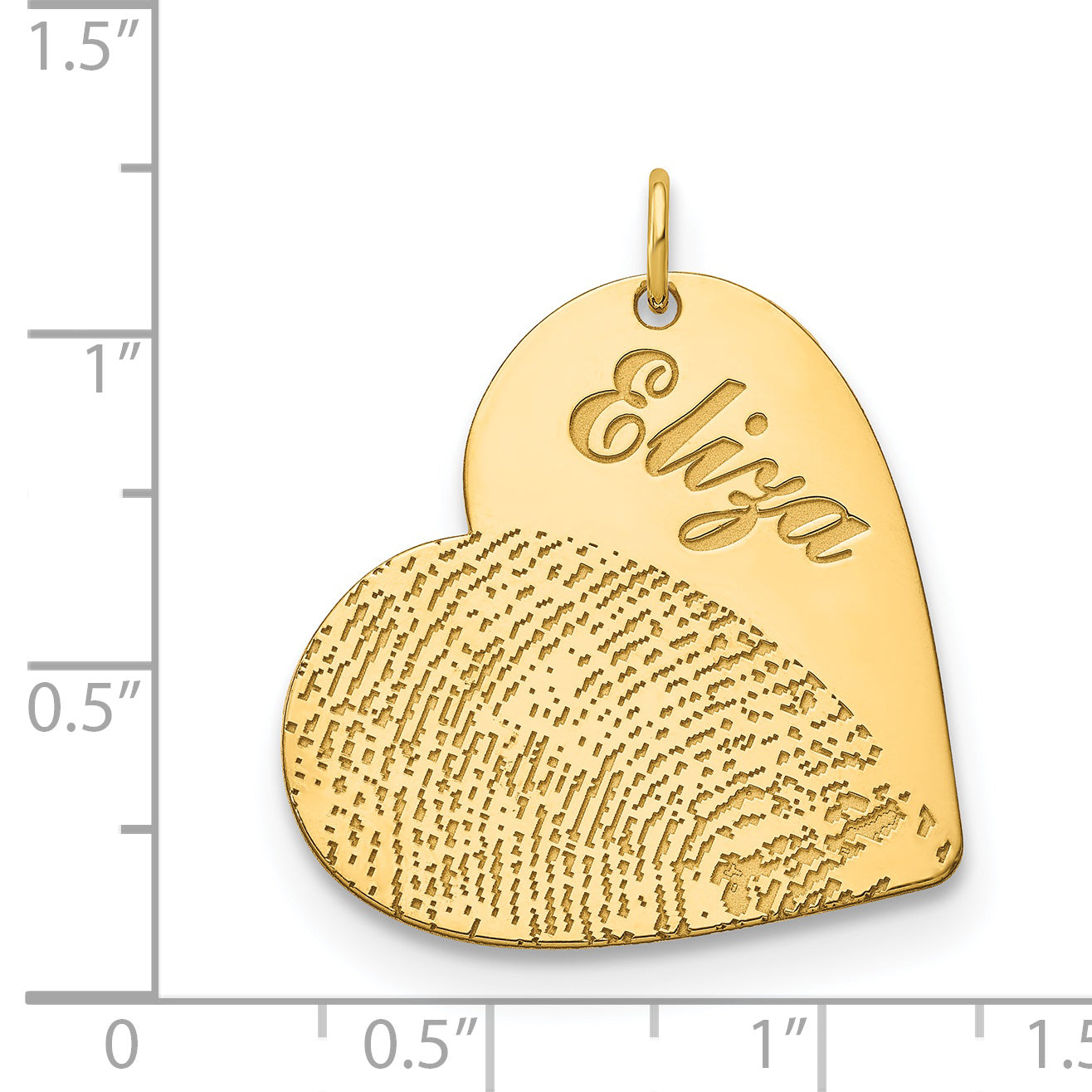 Sterling Silver Gold plated Name and Fingerprint Heart Charm