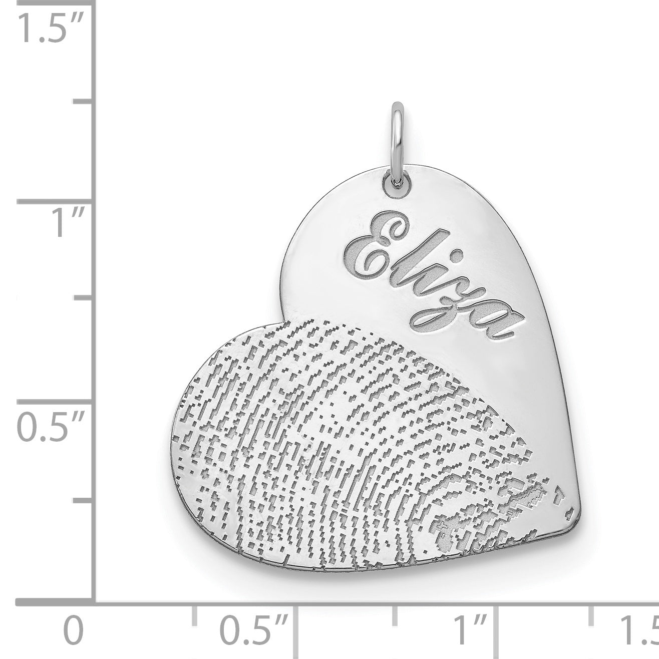 14K White Gold Name and Fingerprint Heart Charm