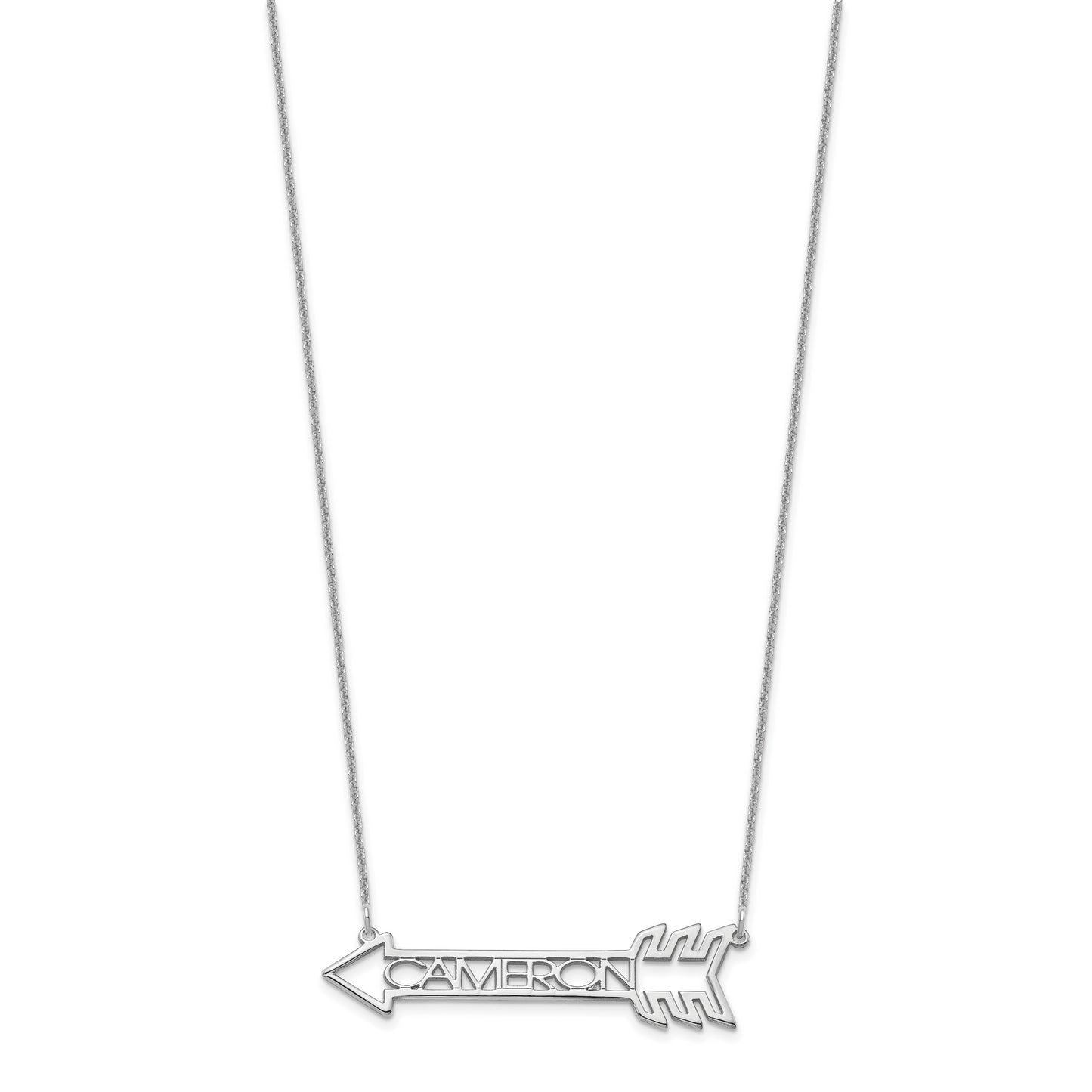 10K White Gold Personalized Arrow Necklace