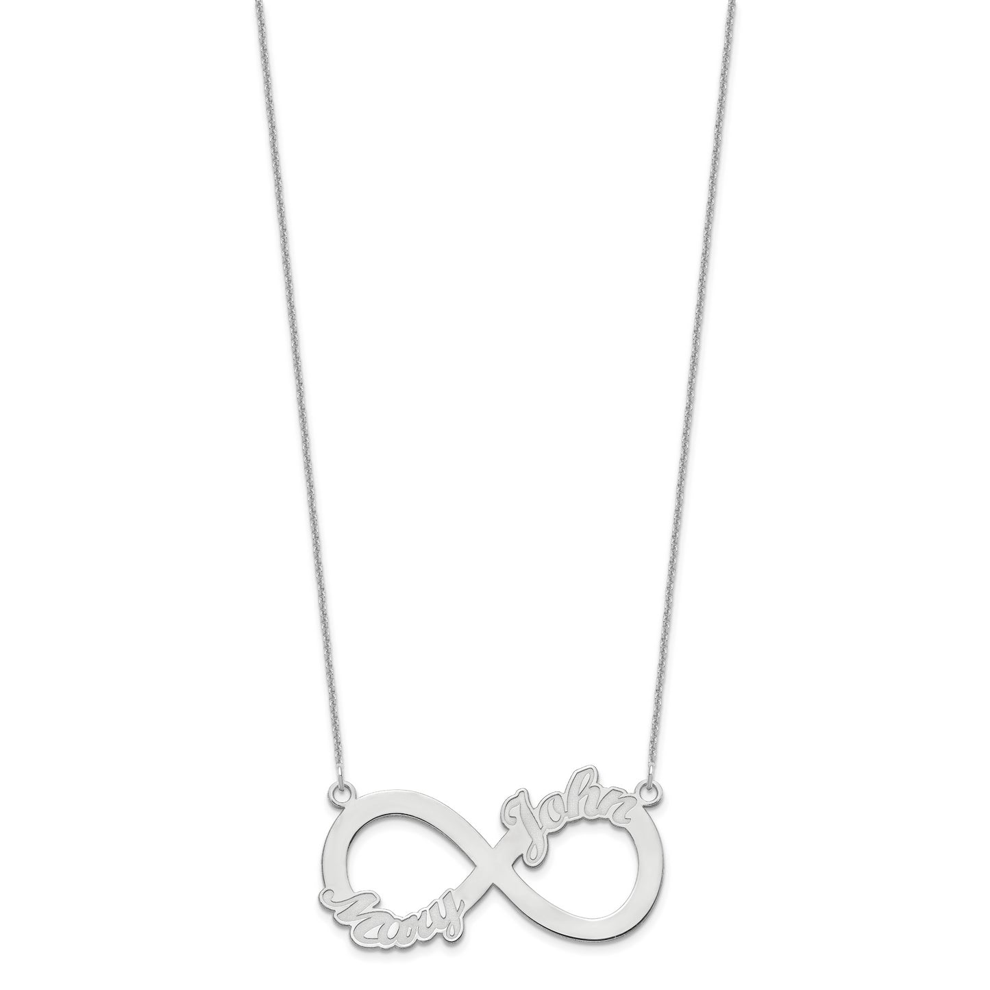 10K White Gold 2 Name Infinity Necklace