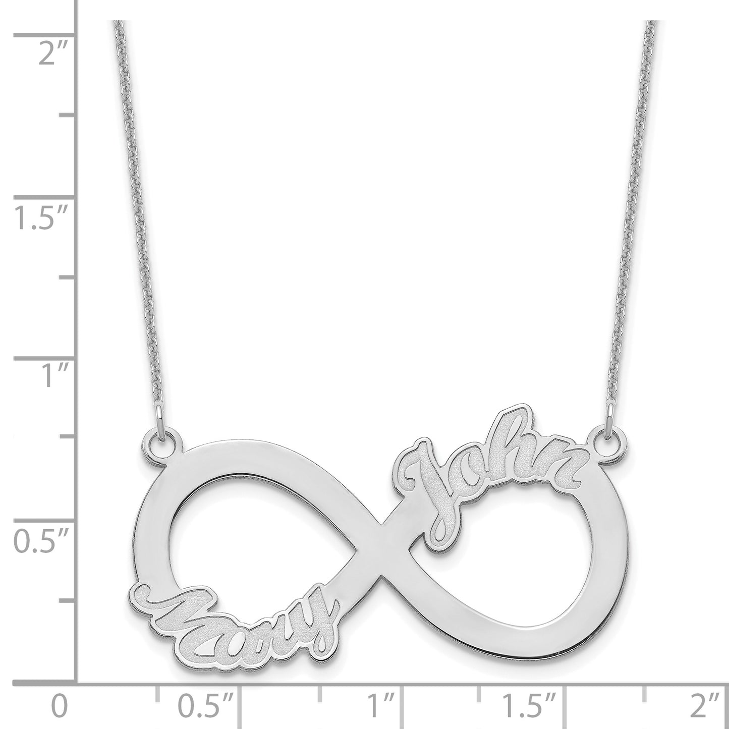 10K White Gold 2 Name Infinity Necklace