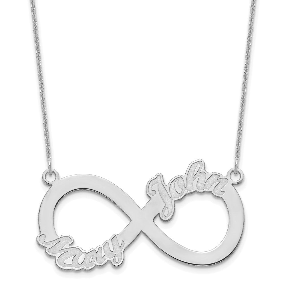 10K White Gold 2 Name Infinity Necklace