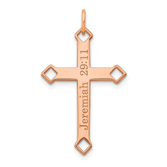 14K Rose Gold Personalized Cross Charm