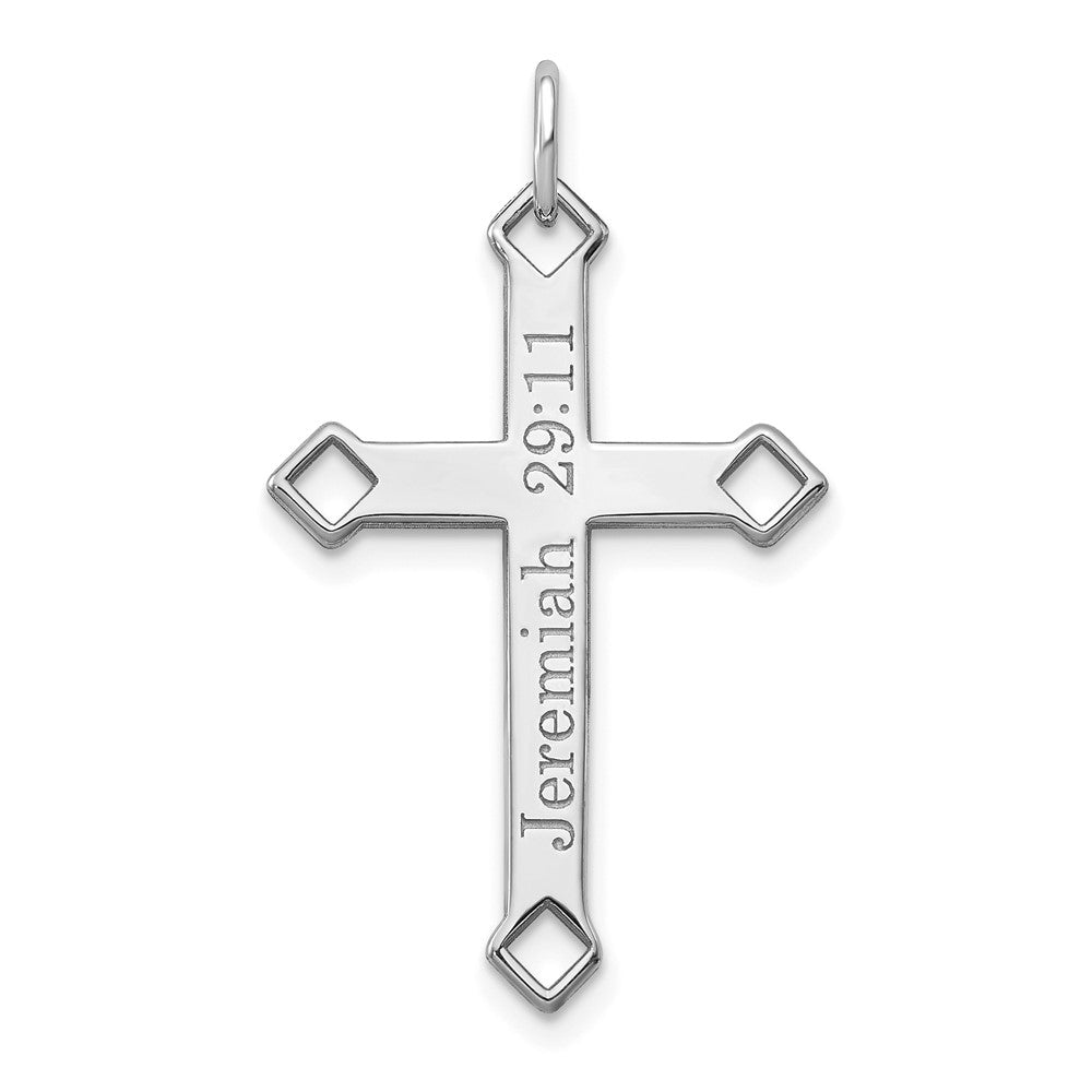 14K White Gold Personalized Cross Charm