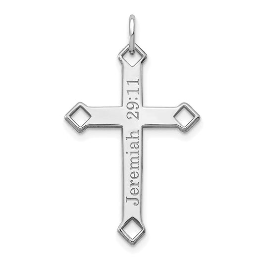 14K White Gold Personalized Cross Charm