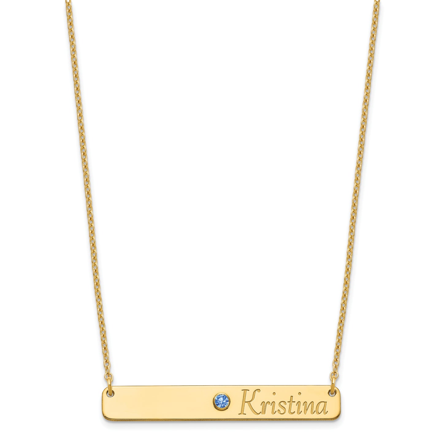 Sterling Silver Gold plated Personalized Bar with Birthstone Necklace