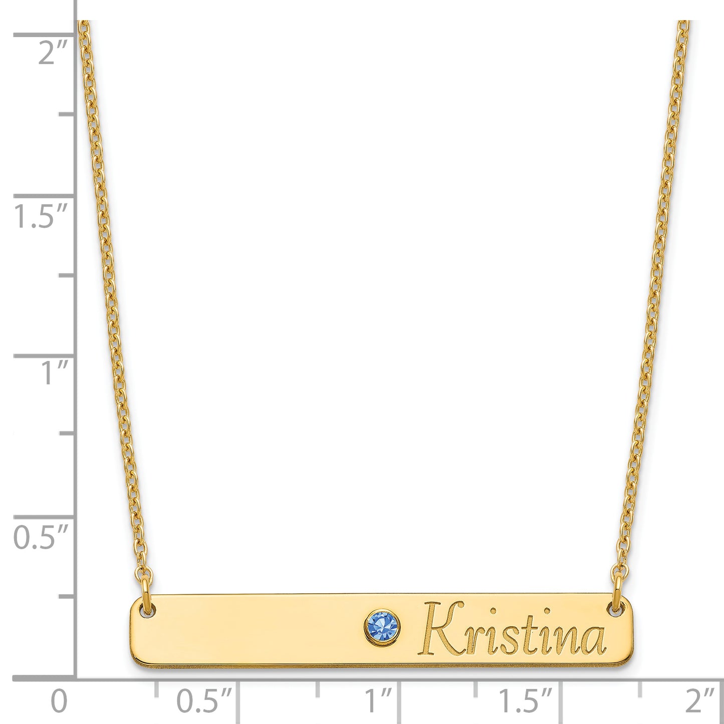 Sterling Silver Gold plated Personalized Bar with Birthstone Necklace