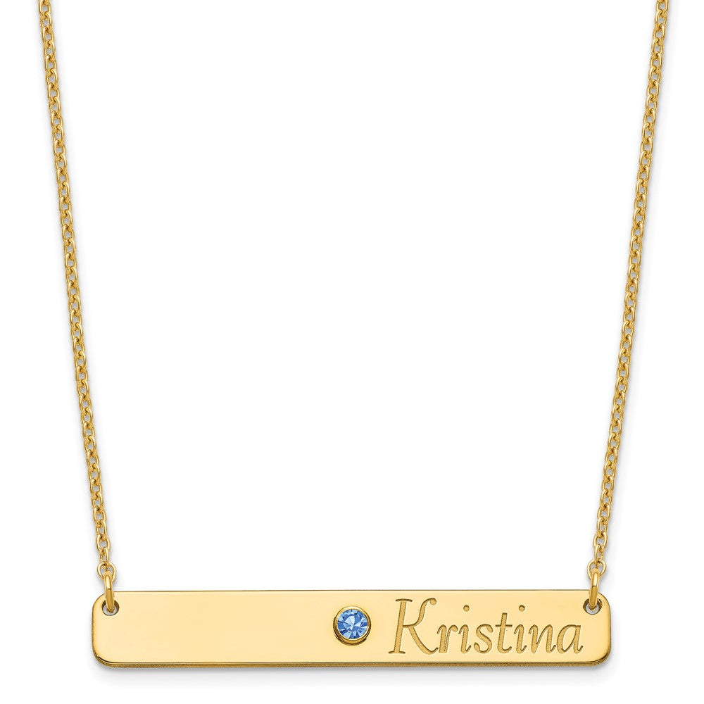 Sterling Silver Gold plated Personalized Bar with Birthstone Necklace