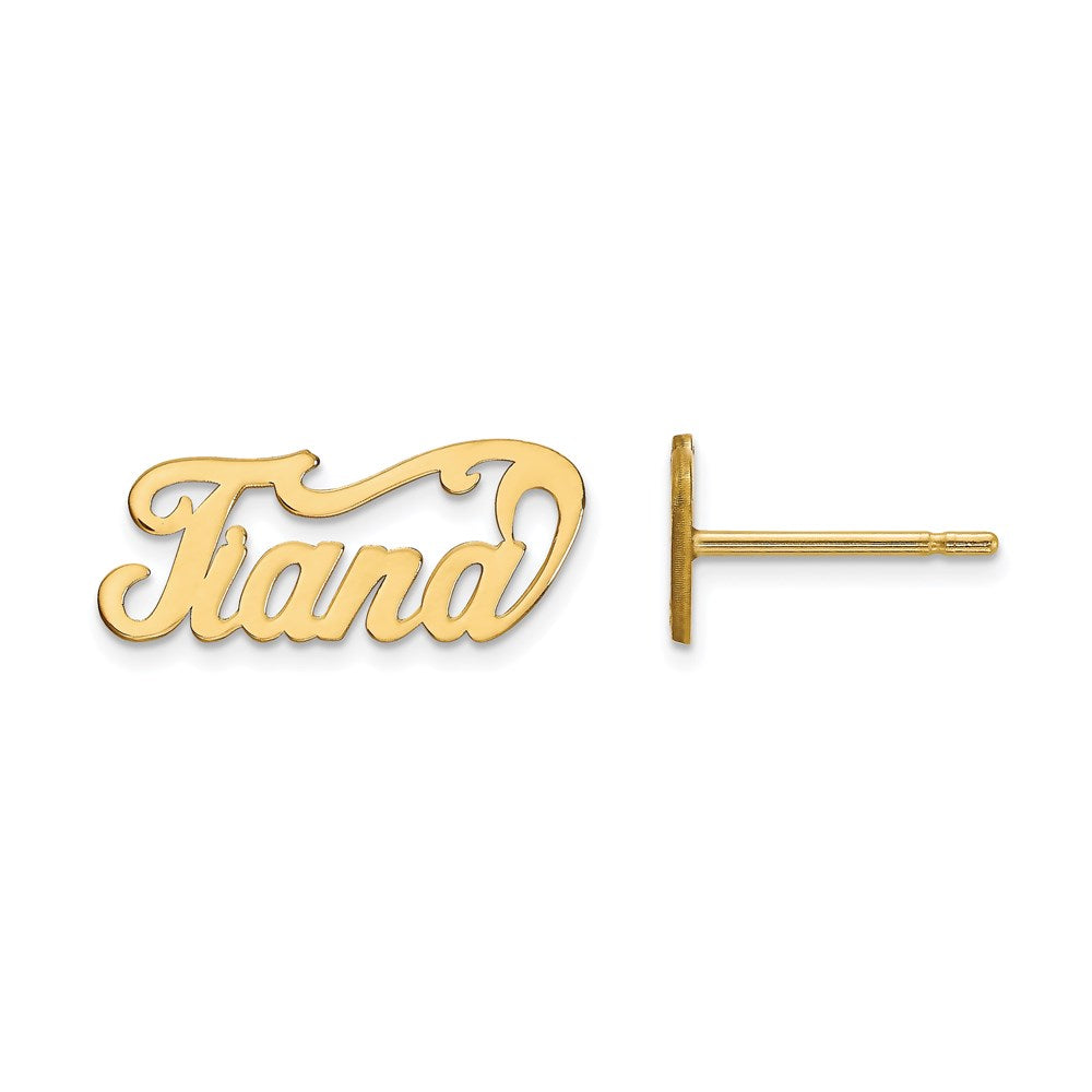 10K Yellow Gold Name Plate Post Earrings