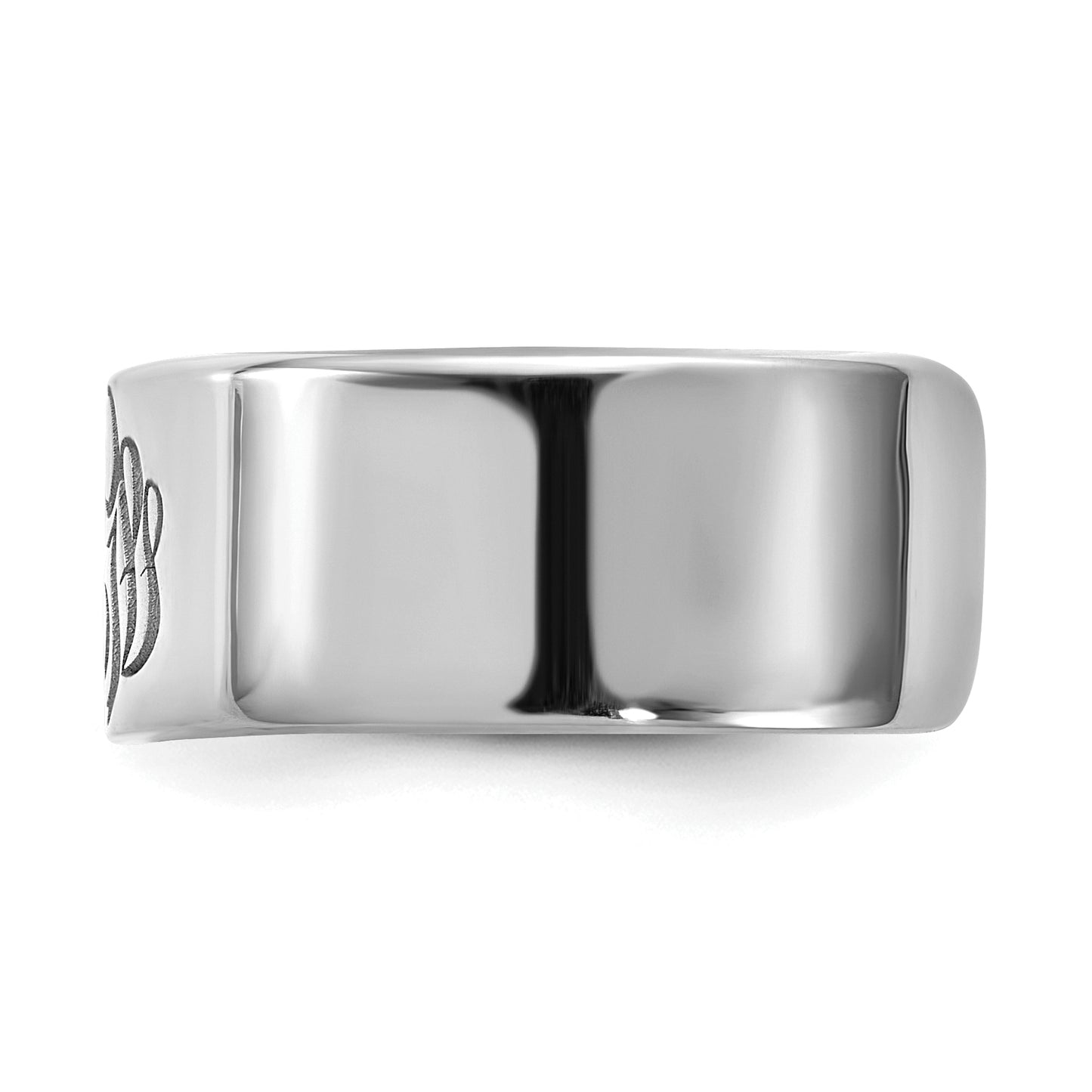 10K White Gold Polished Cigar Style Monogram Ring