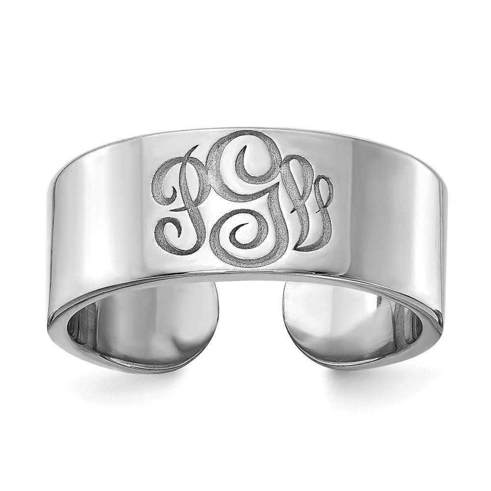 10K White Gold Polished Cigar Style Monogram Ring