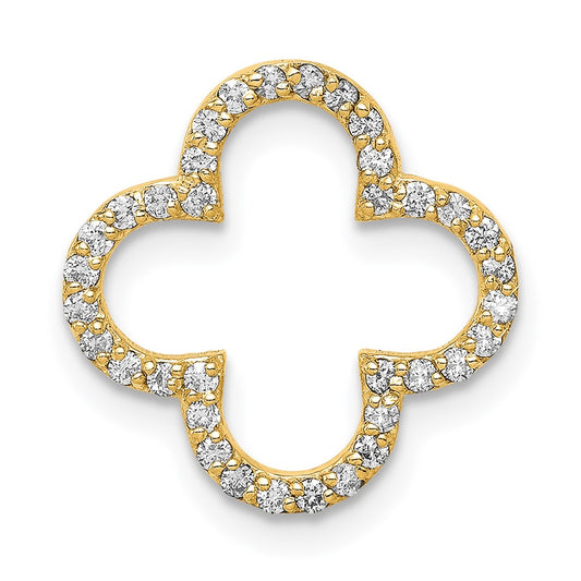 14K Yellow Gold Small Diamond Quatrefoil Design Pendant