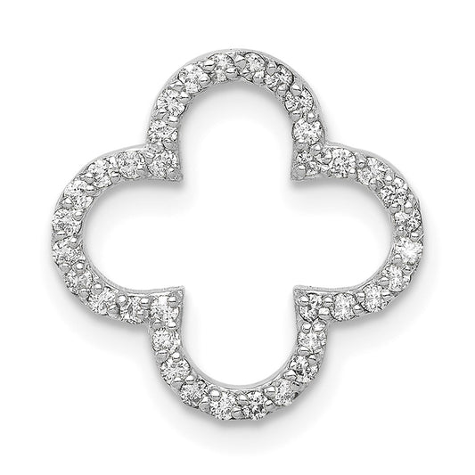 14k White Gold Small Diamond Quatrefoil Design Pendant